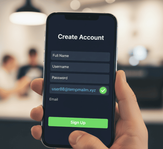 Signing up for a new account using a valid temporary email address.