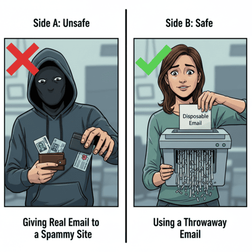 Comparison of risks between sharing personal data vs using disposable data.