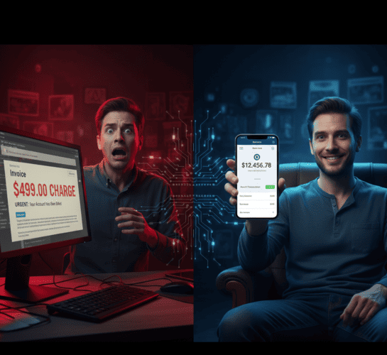Verifying fake subscription invoices by checking actual bank statements.