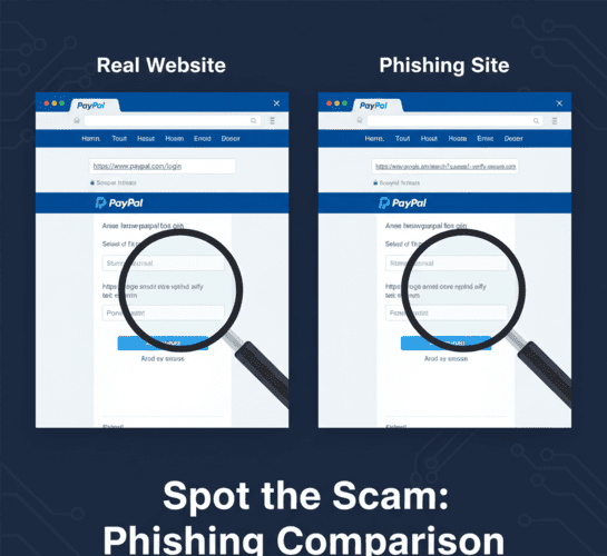 Spotting the difference between a real login page and a phishing site.