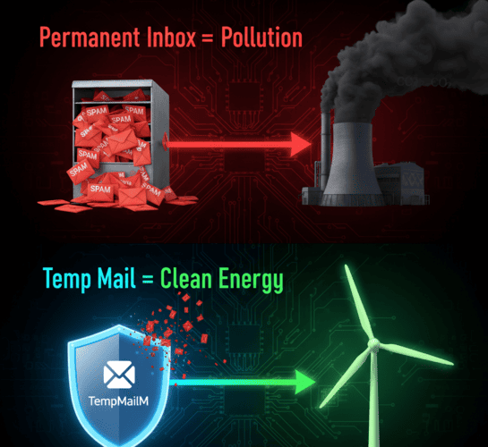 Disposable email addresses prevent permanent server storage, saving energy and reducing emissions.